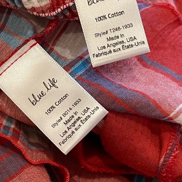 Blue Life Cherry Red Plaid Shorts Set S/M - Picture 7 of 10